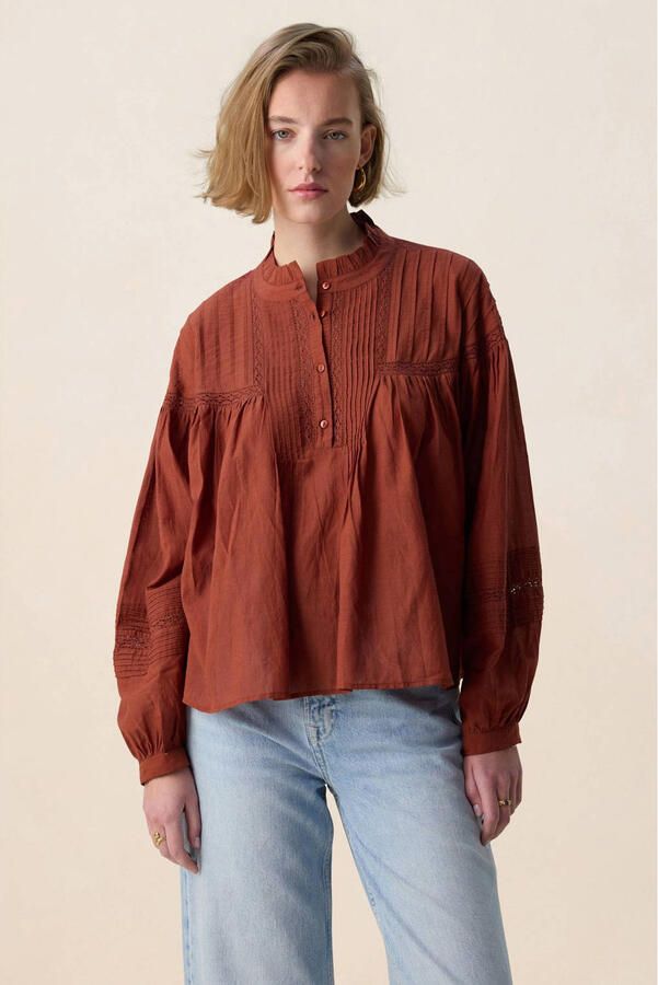 Sissy-Boy blousetop roodbruin broderie