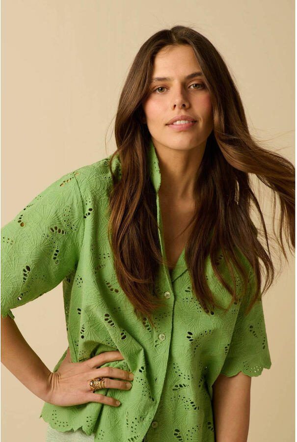 Sissy-Boy broderie blouse groen
