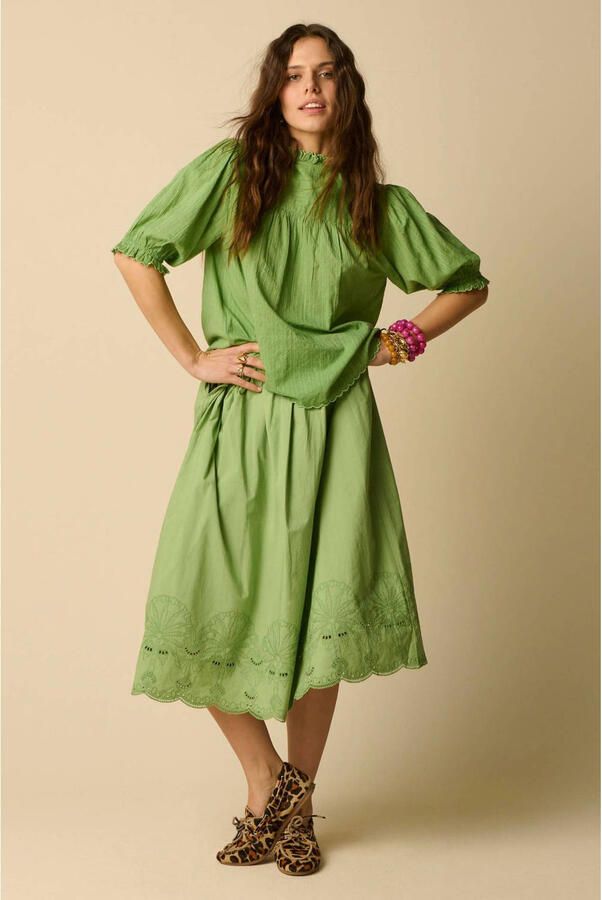 Sissy-Boy broderie midi rok groen