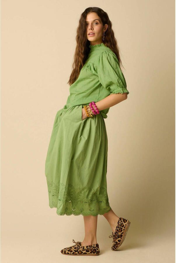 Sissy-Boy broderie midi rok groen - Foto 2