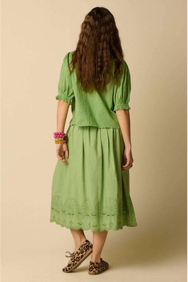 Sissy-Boy broderie midi rok groen - Foto 3