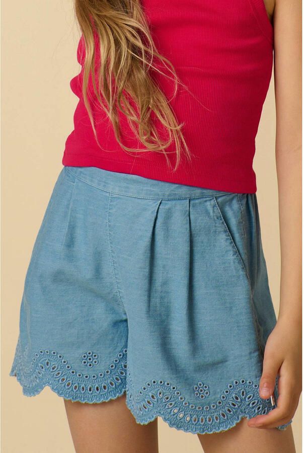 Sissy-Boy casual short broderie light blue denim