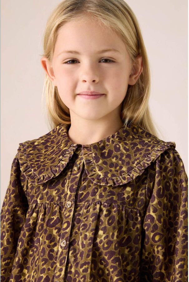 Sissy-Boy corduroy blousejurk met panterprint donkergroen - Foto 2