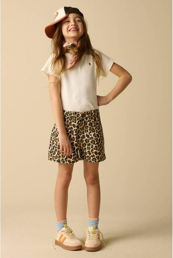 Sissy-Boy denim short met panterprint bruin