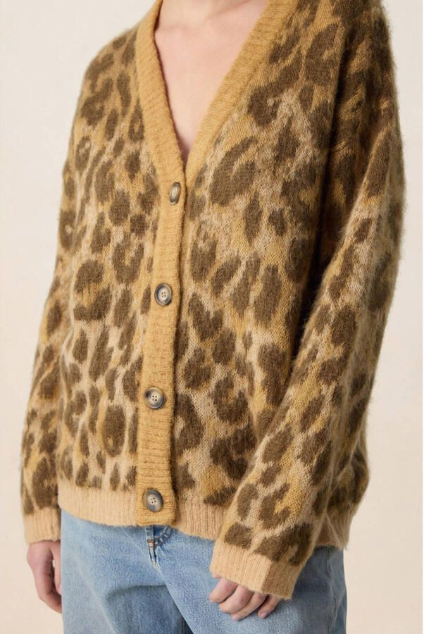 Sissy-Boy gebreid vest met panterprint beige - Foto 3