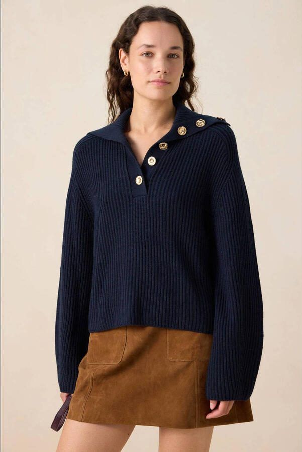 Sissy-Boy gebreide trui met wol donkerblauw