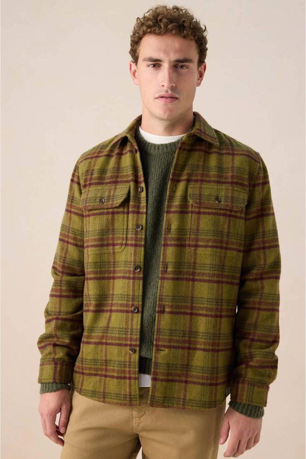 Sissy-Boy geruit overshirt met wol donkergroen