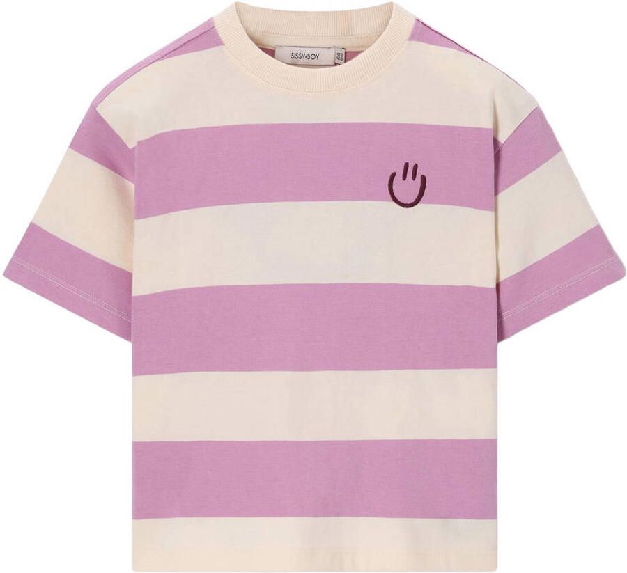 Sissy-Boy gestreept T-shirt met backprint paars