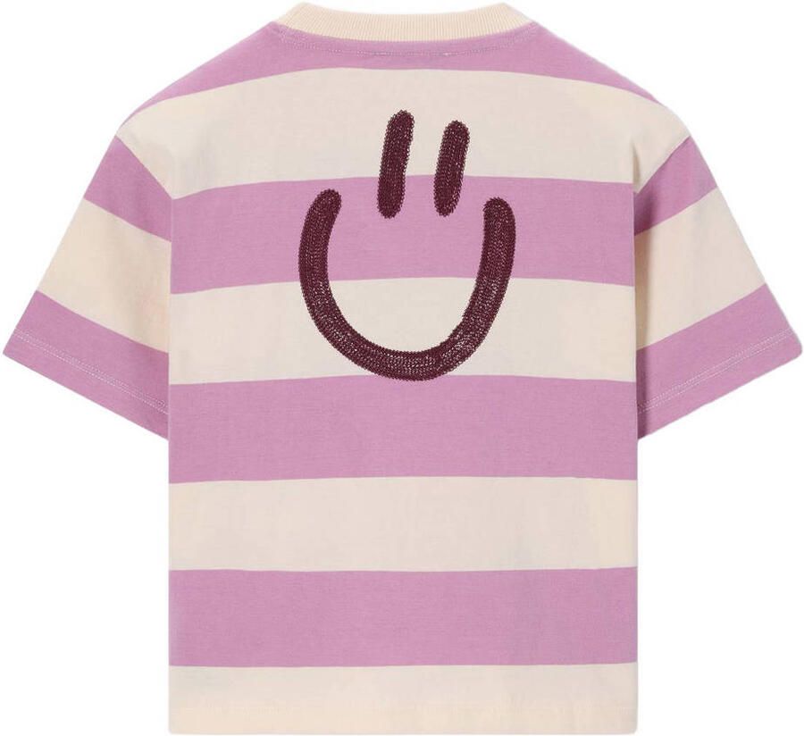 Sissy-Boy gestreept T-shirt met backprint paars - Foto 2