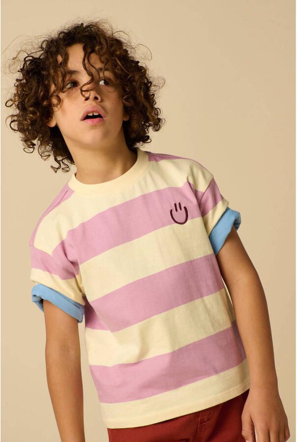 Sissy-Boy gestreept T-shirt met backprint paars - Foto 3