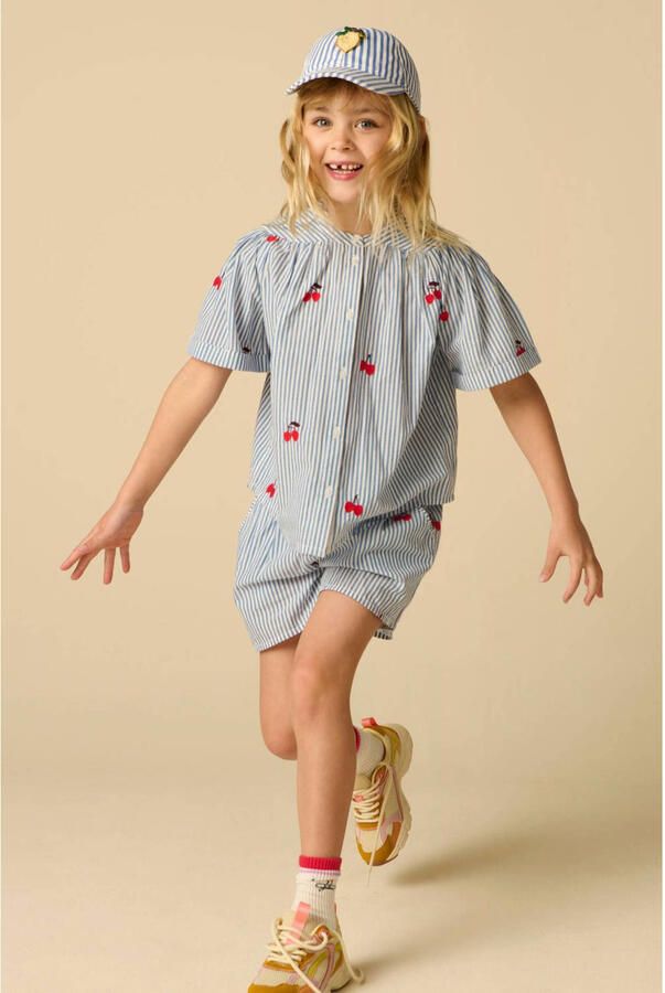 Sissy-Boy gestreepte korte broek met borduursels blauw