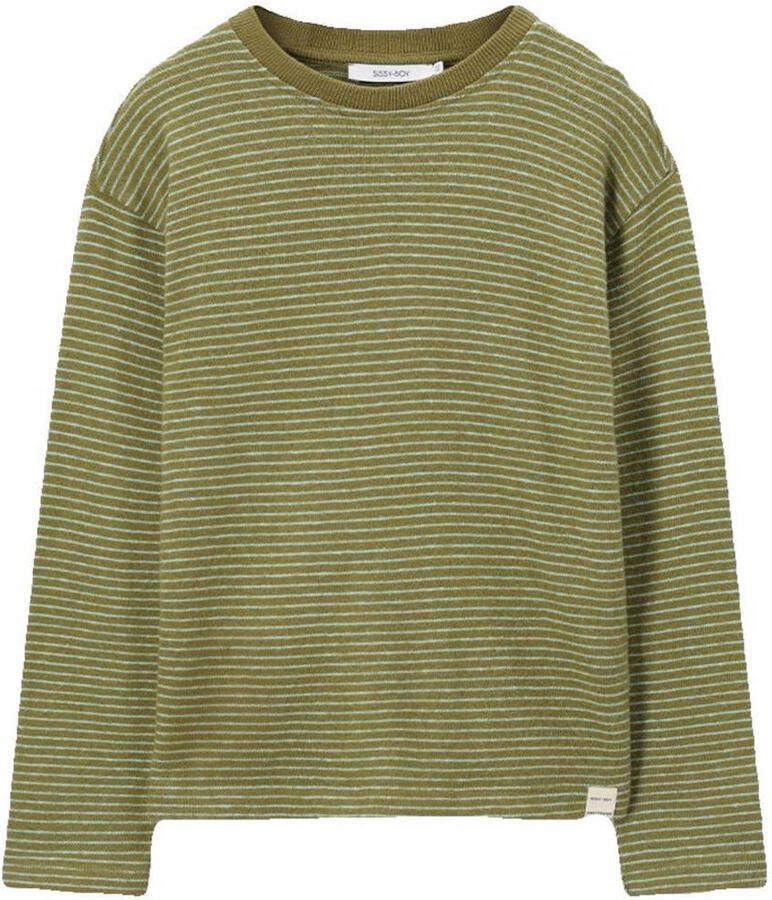 Sissy-Boy gestreepte longsleeve groen fijn gebreid