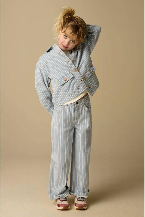 Sissy-Boy gestreepte wide leg jeans light blue denim - Foto 3