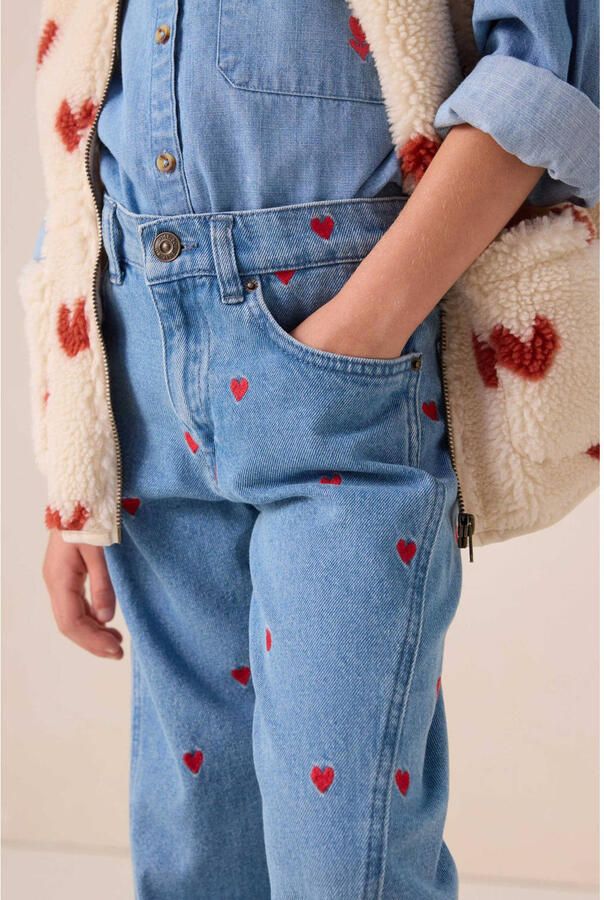 Sissy-Boy high waist wide leg jeans met hartjes medium blue denim - Foto 3