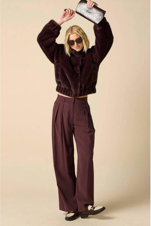 Sissy-Boy winter faux fur jas donkerbruin