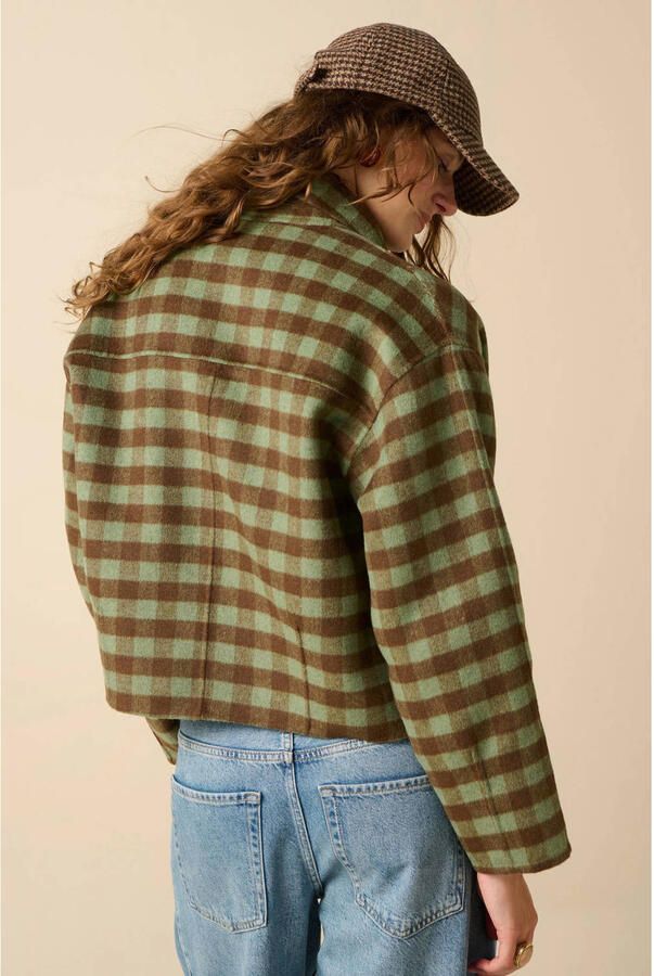 Sissy-Boy wollen geruite mantel groen bruin - Foto 2