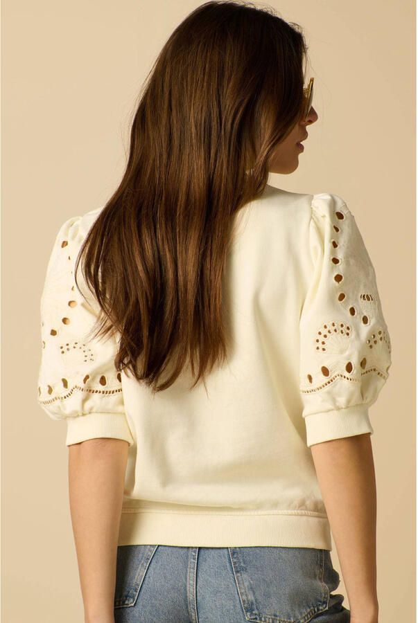 Sissy-Boy katoenen broderie sweater ecru - Foto 2