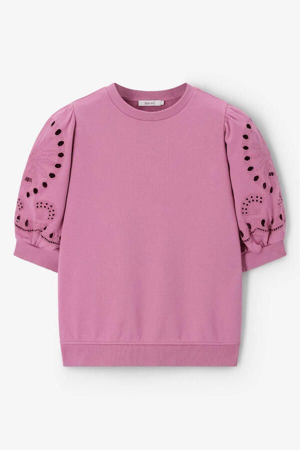 Sissy-Boy katoenen broderie sweater paars