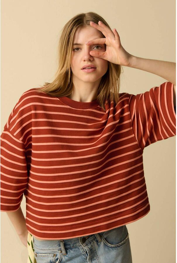Sissy-Boy katoenen gestreepte sweater donkerrood