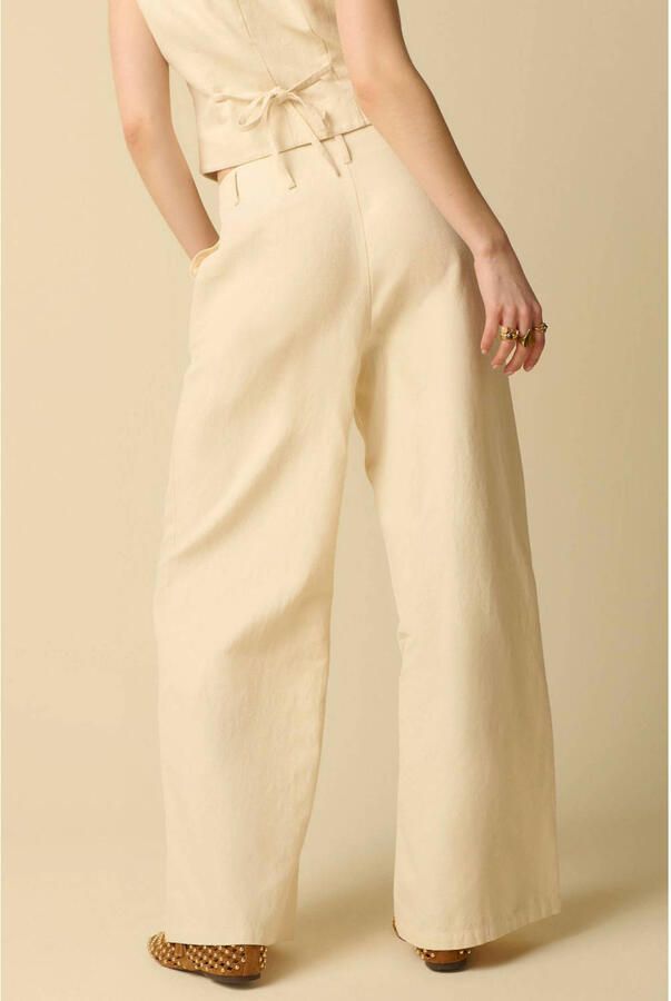 Sissy-Boy katoenen regular waist wide leg broek ecru - Foto 2