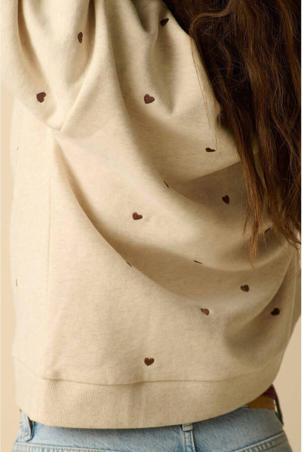 Sissy-Boy katoenen sweater met borduursels en hartjes beige - Foto 2