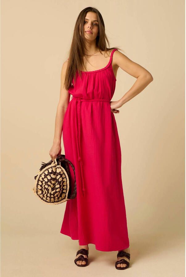 Sissy-Boy maxi zomerjurk met ceintuur roze