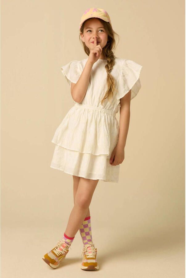 Sissy-Boy midi jurk met borduursels wit