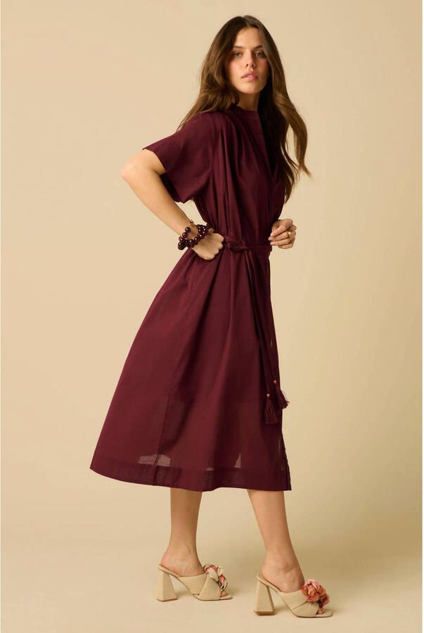 Sissy-Boy midi jurk met ceintuur donkerrood - Foto 2