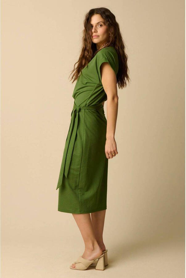 Sissy-Boy midi jurk met knoopdetail donkergroen - Foto 2