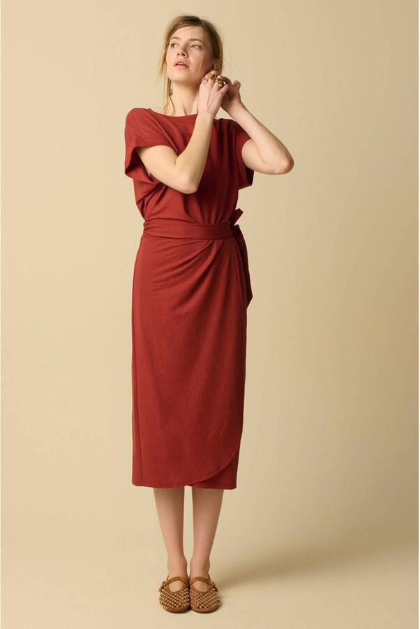 Sissy-Boy midi jurk met knoopdetail donkerrood