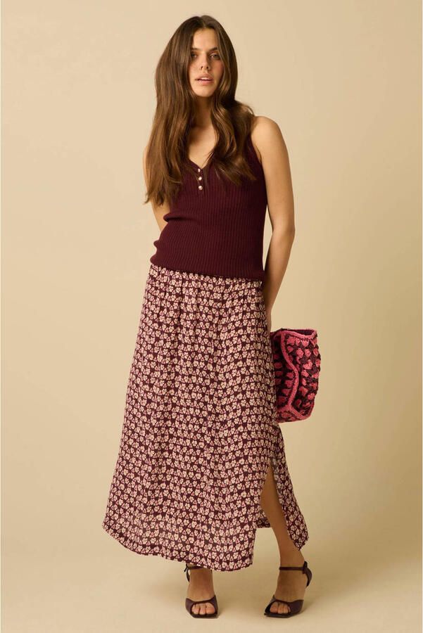 Sissy-Boy midi rok met print donkerrood