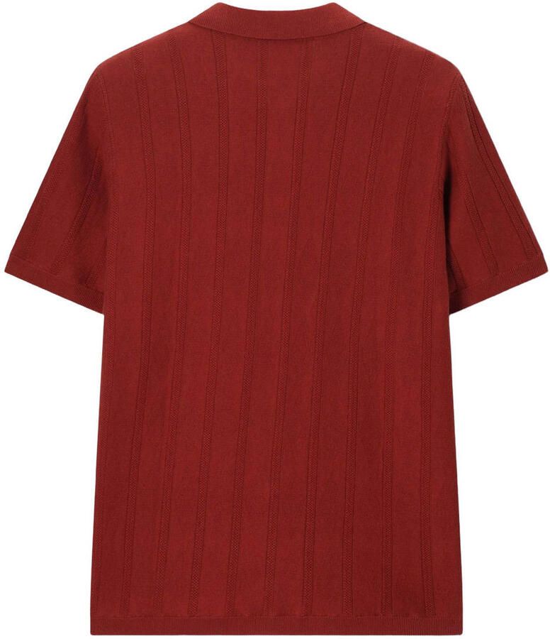 Sissy-Boy regular fit gebreid geruit T-shirt donkerrood - Foto 2