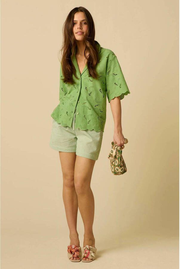 Sissy-Boy regular fit korte broek met krijtstreep groen