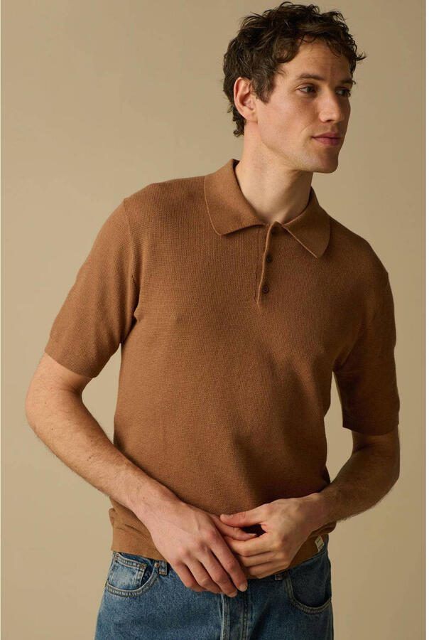 Sissy-Boy regular polo fijn gebreid bruin