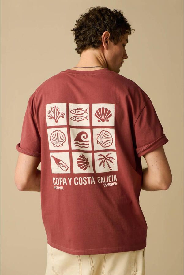 Sissy-Boy regular T-shirt met backprint donkerrood - Foto 3