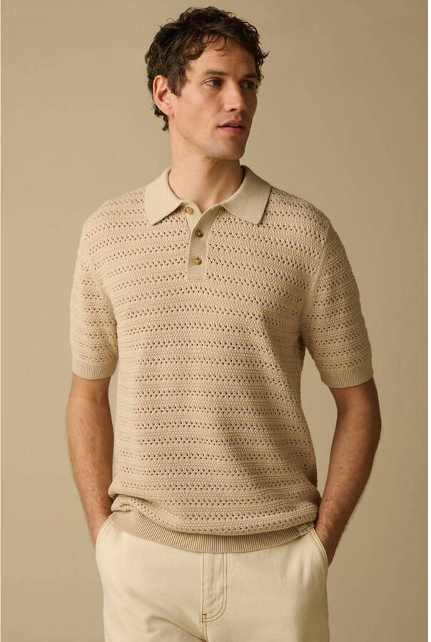 Sissy-Boy regular T-shirt met ingebreid patroon beige