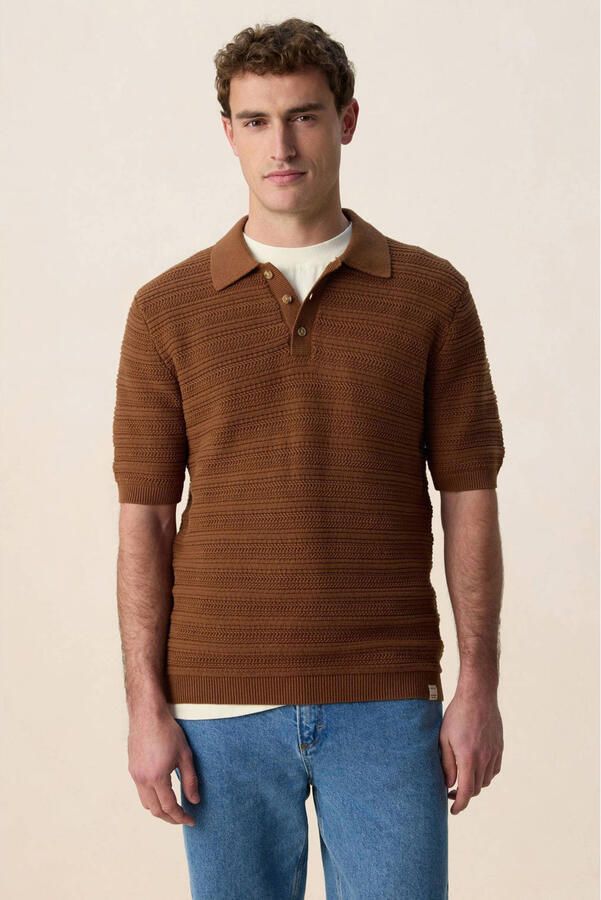 Sissy-Boy regular T-shirt met ingebreid patroon donkerbruin