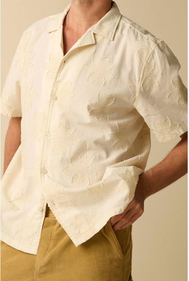 Sissy-Boy relaxed casual overhemd met linnen met ingebreid patroon beige - Foto 2