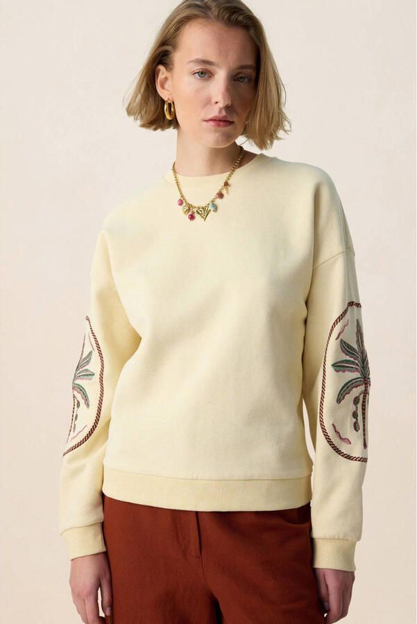 Sissy-Boy sweater lichtgeel broderie