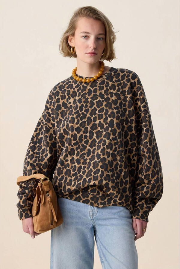 Sissy-Boy sweater met panterprint bruin