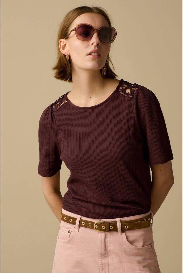 Sissy-Boy T-shirt met crochet donkerrood