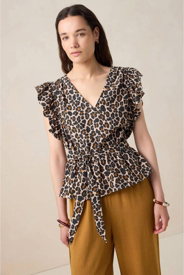 Sissy-Boy top met panterprint bruin