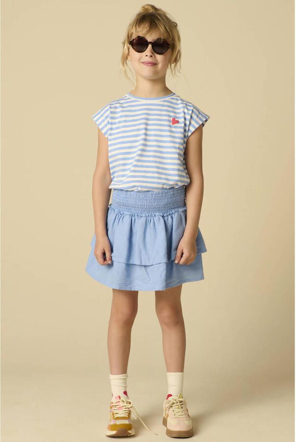 Sissy-Boy wafel korte a-lijn rok met ruches blauw