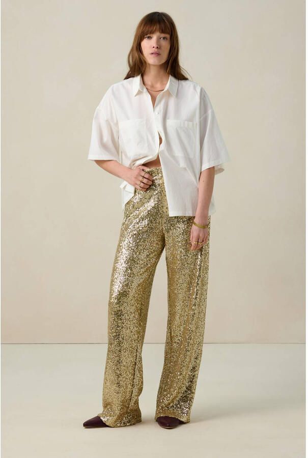 Sissy-Boy wide leg high waist broek goud met pailletten