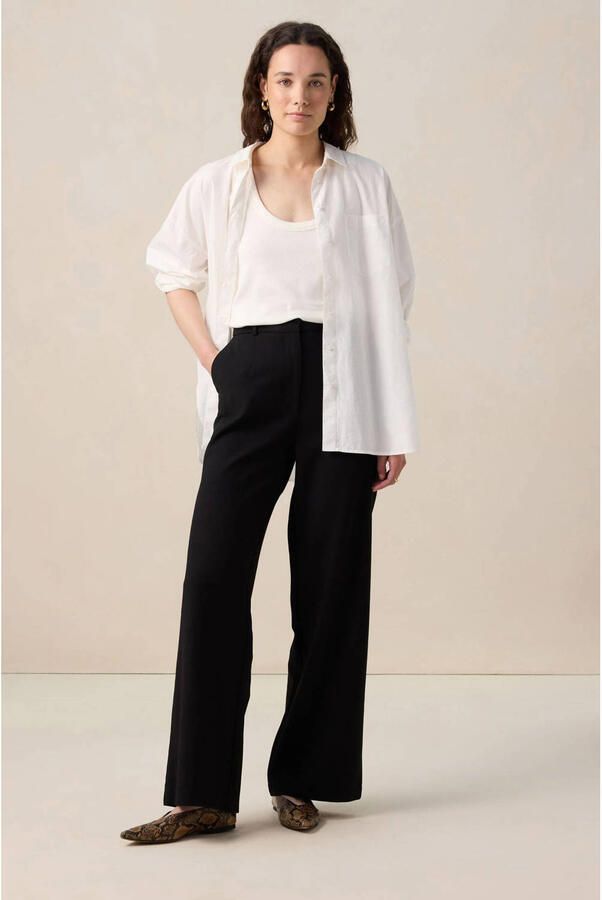 Sissy-Boy wide leg high waist broek met linnen zwart
