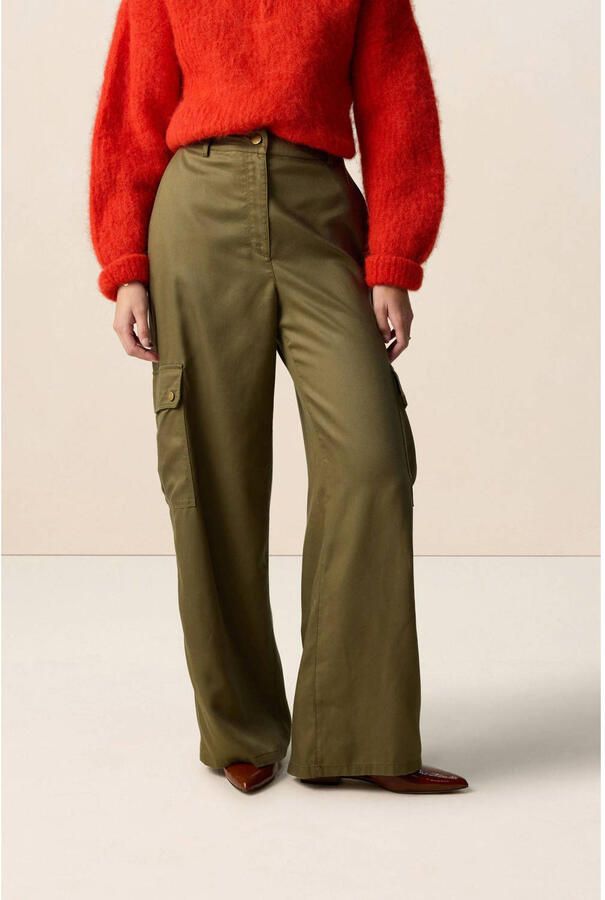 Sissy-Boy Wide leg high waist cargobroek kaki