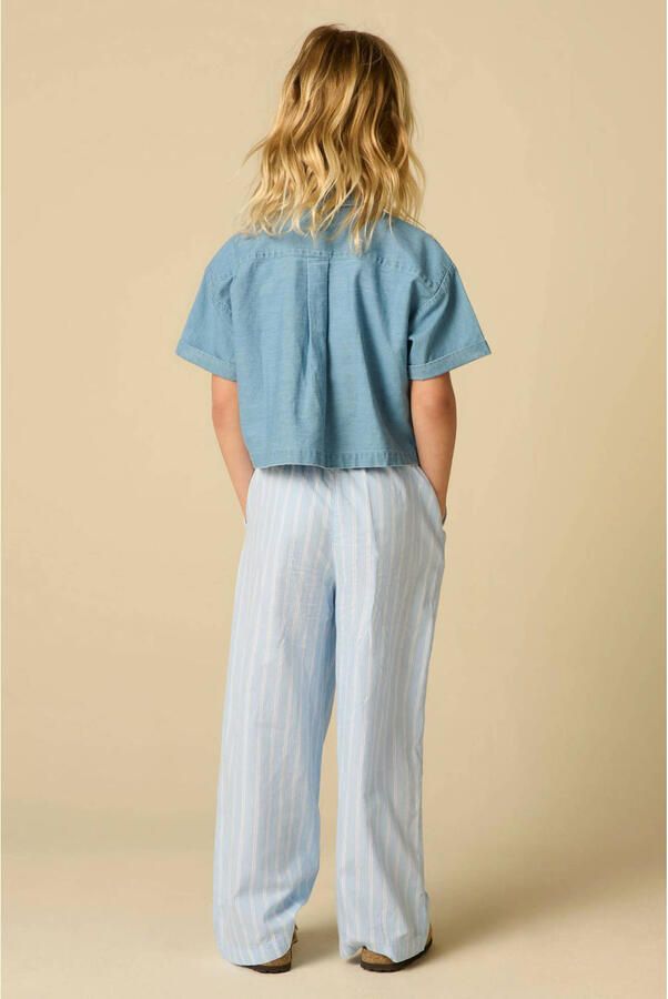 Sissy-Boy wide leg high waist gestreepte casual broek lichtblauw - Foto 2