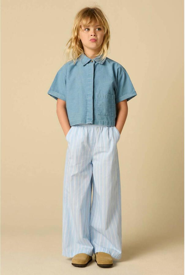Sissy-Boy wide leg high waist gestreepte casual broek lichtblauw