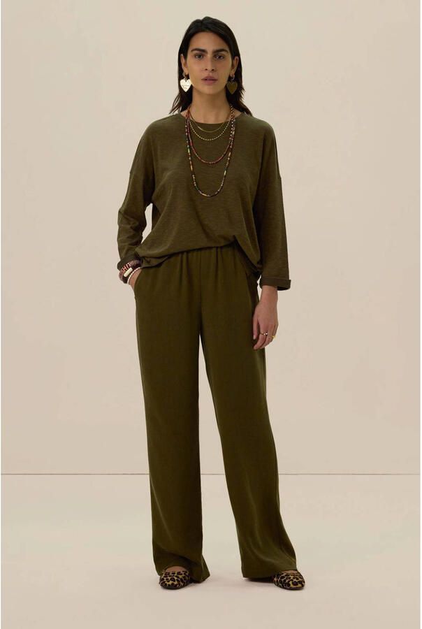 Sissy-Boy wide leg regular waist broek kaki