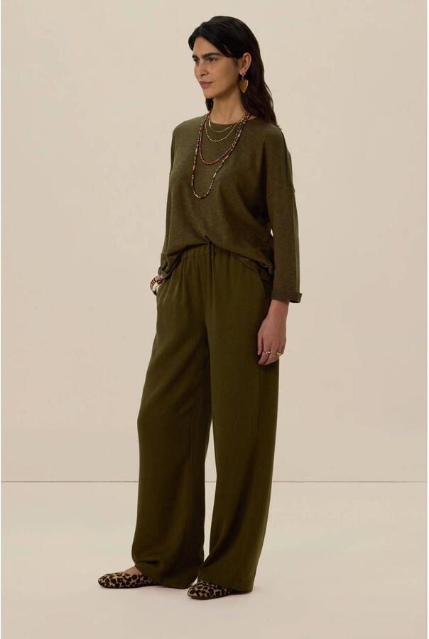 Sissy-Boy wide leg regular waist broek kaki - Foto 2